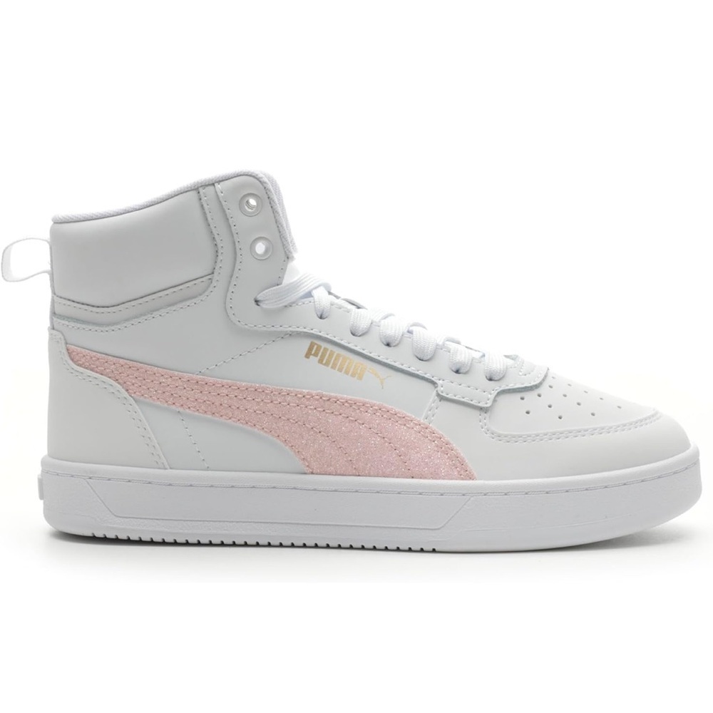 PUMA - Girls Caven 2.0 Mid Sparkle Jr Lace Up Sneakers Shoes - White Size 11.5 C